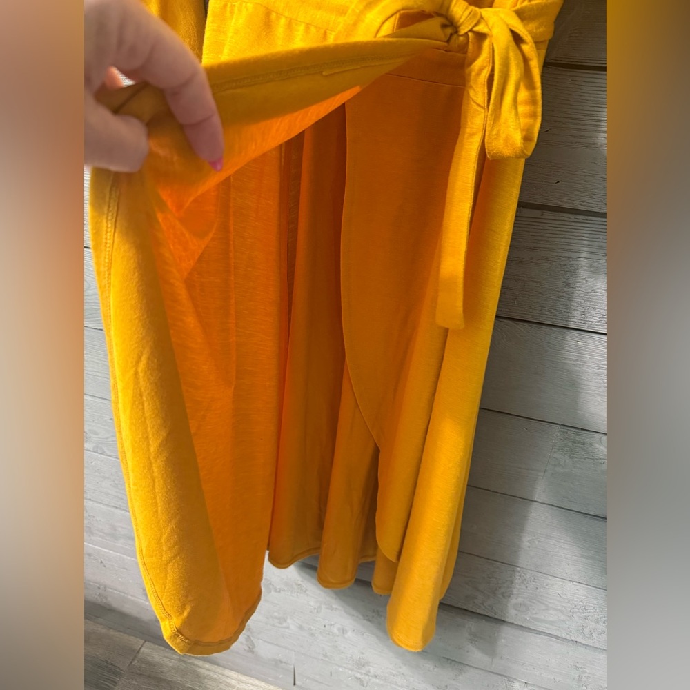 NWT A.N.D. EAWY Mustard Yellow Asymmetrical Wrap Dress Sz M Spring Summer Party - Picture 5 of 15